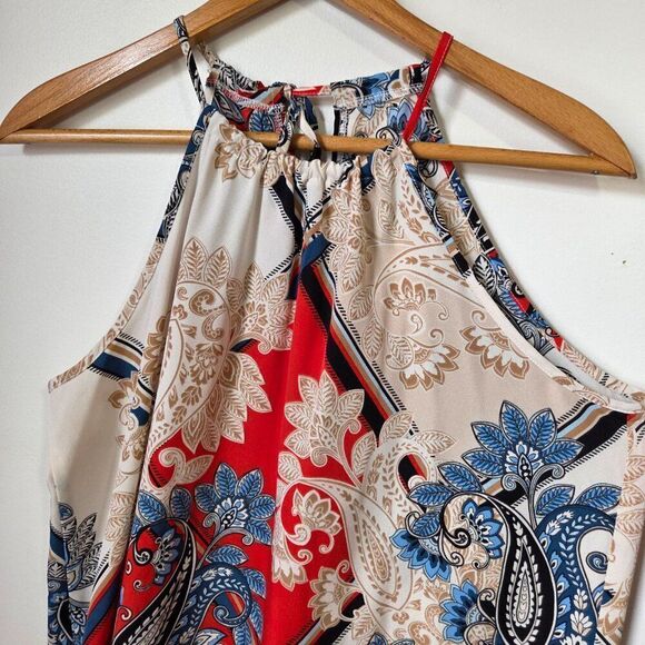 NEVER WORN SHEIN HALTER FRINGED BOHO PAISLEY HANKY SHORT DRESS SZ LARGE - Picture 8 of 14